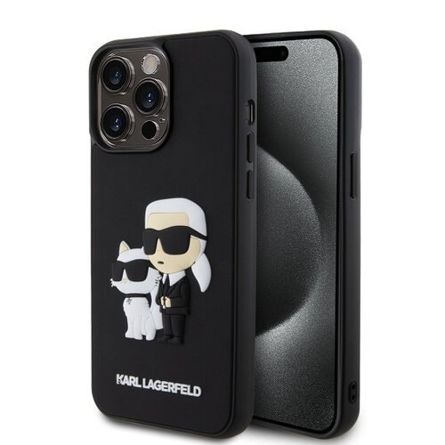 Puzdro Karl Lagerfeld 3D Rubber Karl and Choupette iPhone 15 Pro Max - čierne