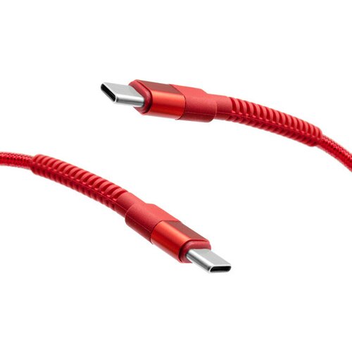 mobilNET pletený kábel 2x Type-C 60W 2M 3A, červený
