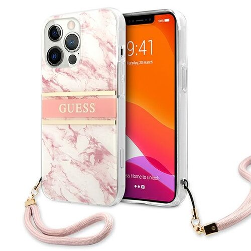 Guess case for iPhone 13 Pro Max 6,7\'\' GUHCP13XKMABPI pink HC PC/TPU Marble Strap