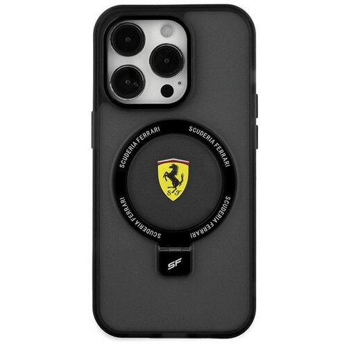 E-shop Ferrari Ring Stand MagSafe Zadní Kryt pro iPhone 15 Black