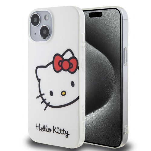 E-shop Hello Kitty IML Head Logo Zadní Kryt pro iPhone 15 White