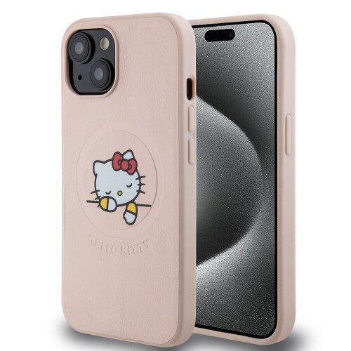 E-shop Hello Kitty PU Kitty Asleep Logo MagSafe Zadní Kryt pro iPhone 15 Pink