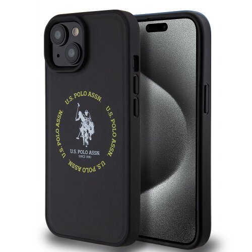 E-shop U.S. Polo PU Leather Printed Round Double Horse MagSafe Zadní Kryt pro iPhone 15 Black