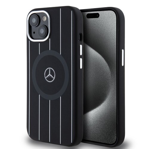 E-shop Mercedes Liquid Silicon Stripes Pattern MagSafe Zadní Kryt pro iPhone 15 Black
