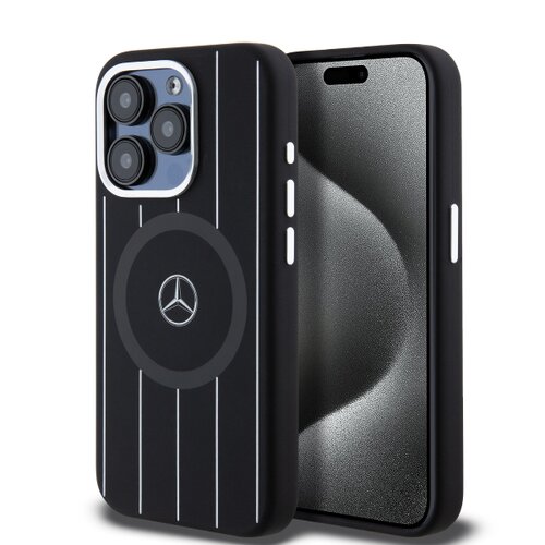 E-shop Mercedes Liquid Silicon Stripes Pattern MagSafe Zadní Kryt pro iPhone 15 Pro Black