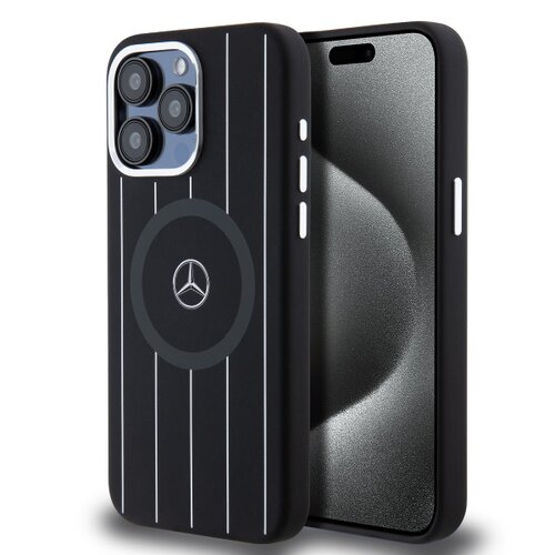 E-shop Mercedes Liquid Silicon Stripes Pattern MagSafe Zadní Kryt pro iPhone 15 Pro Max Black