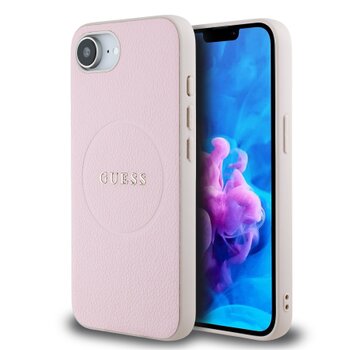 Guess PU Grained Classic Logo MagSafe Zadní Kryt pro iPhone 16e Pink