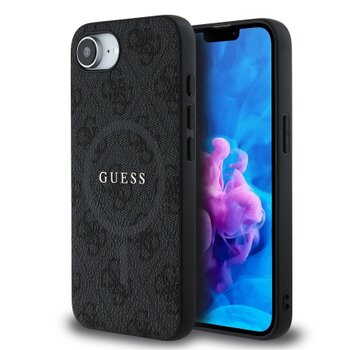 Guess PU Leather 4G Colored Ring MagSafe Zadní Kryt pro iPhone 16e Black