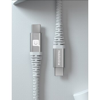 EKO KÁBEL Kevlar USB-C/USB-C 3,0 M 60W Biely